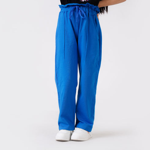 RUFFLE BELT KNITTED TROUSER