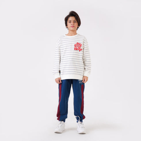 KNITTED COLOR BLOCK TROUSER