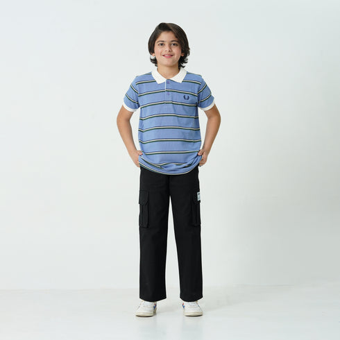 Blue Striped Polo Shirt