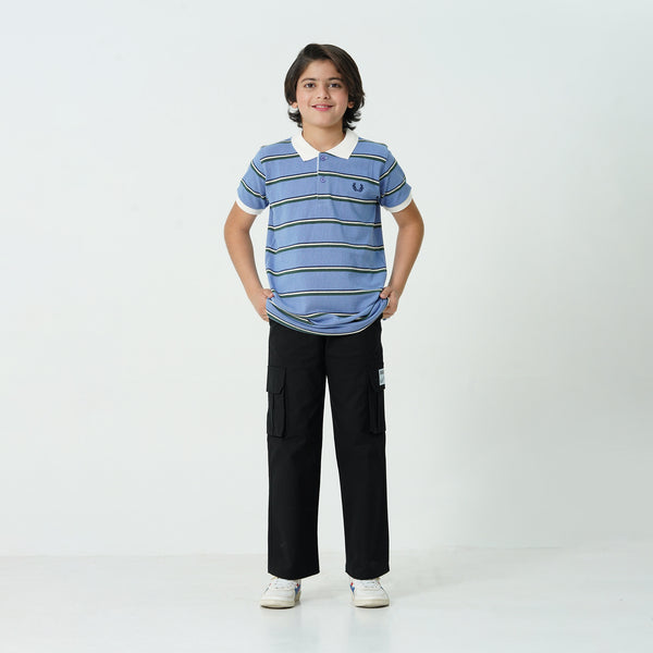 Blue Striped Polo Shirt