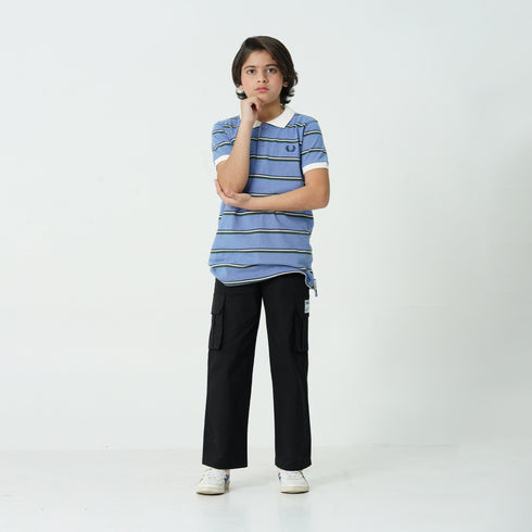 Blue Striped Polo Shirt