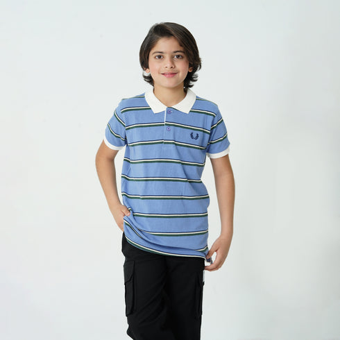 Blue Striped Polo Shirt