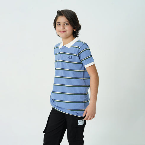 Blue Striped Polo Shirt