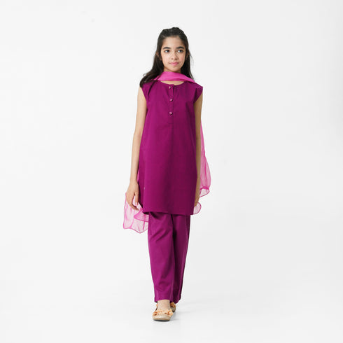 Purple Embroidered 3pc Set