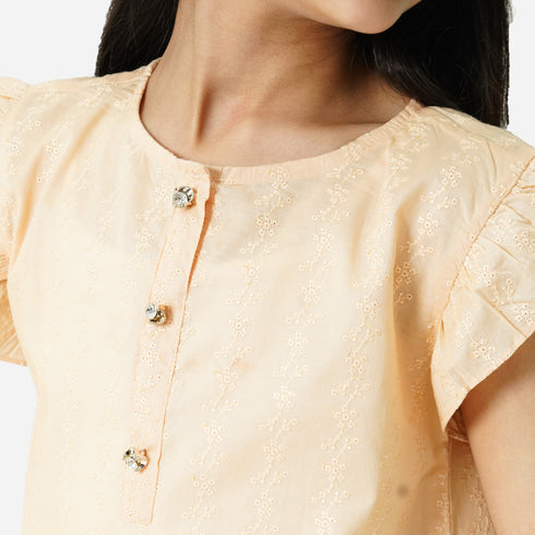 Beige Embroidered 3pc Set