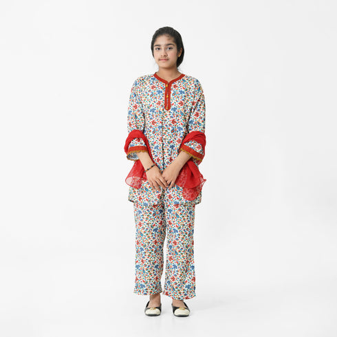 Red Floral 3pc Eastern Set