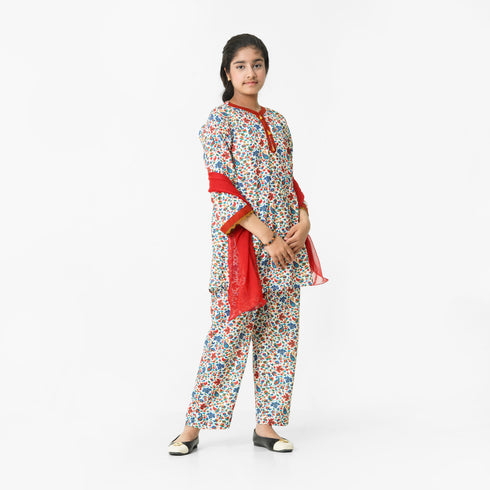 Red Floral 3pc Eastern Set