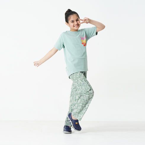 Green Floral Cargo Trouser
