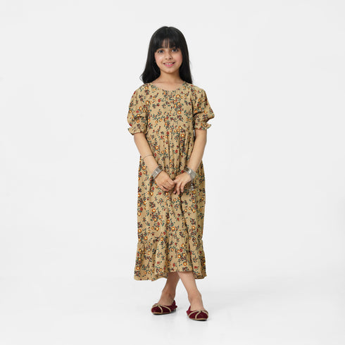 Brown Printed Dress