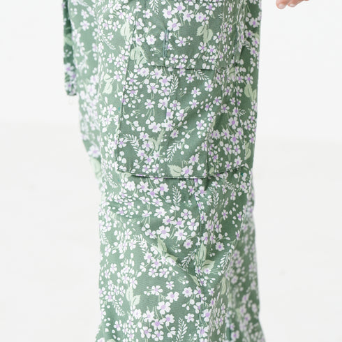 Green Floral Cargo Trouser