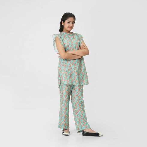 Light Green Printed 2pc Eastern Set