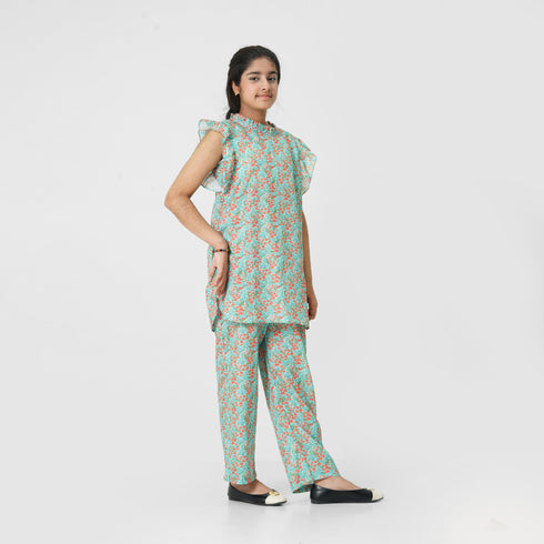 Light Green Printed 2pc Eastern Set