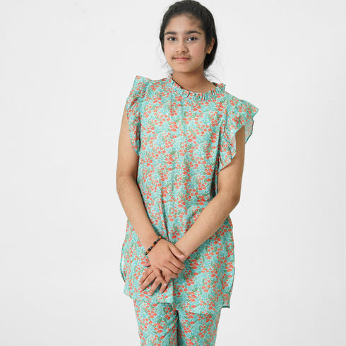 Light Green Printed 2pc Eastern Set