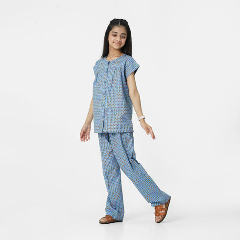 Sky Blue Printed Eastern Set