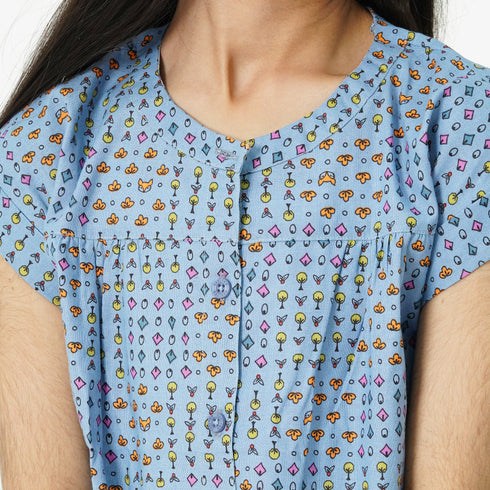 Sky Blue Printed Eastern Set