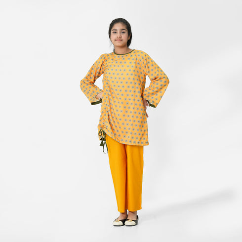 Yellow Printed 2pc Eastern Set