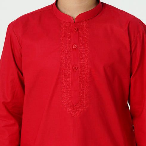 Red Embroidered Kurta Shalwar