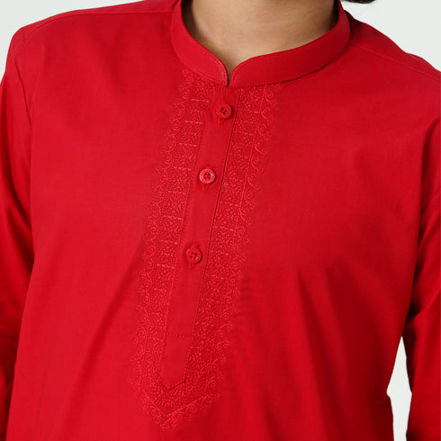 Red Embroidered Kurta Shalwar
