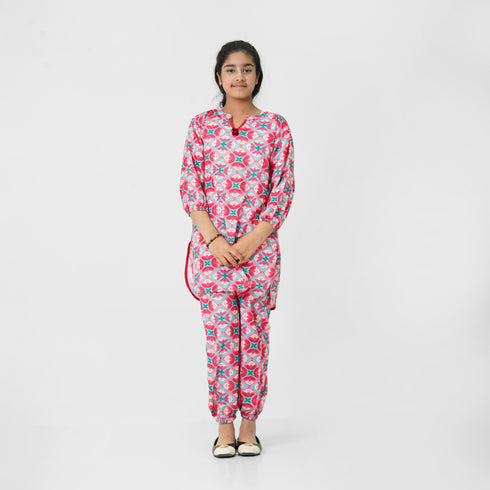 Pink Printed 3pc Eastern Set