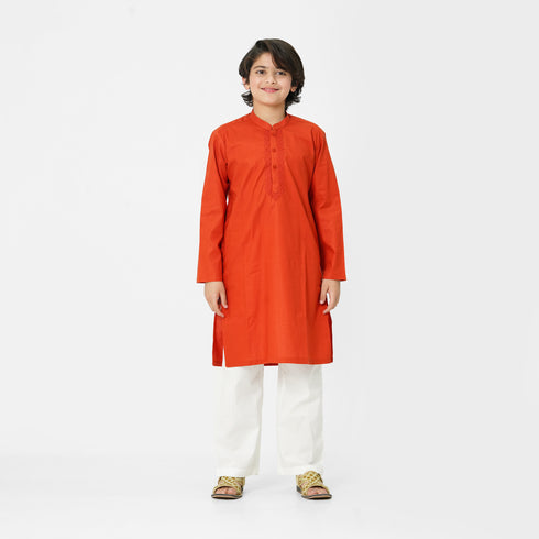 Orange Embroidered Kurta Shalwar