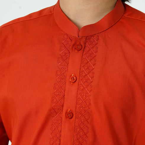 Orange Embroidered Kurta Shalwar