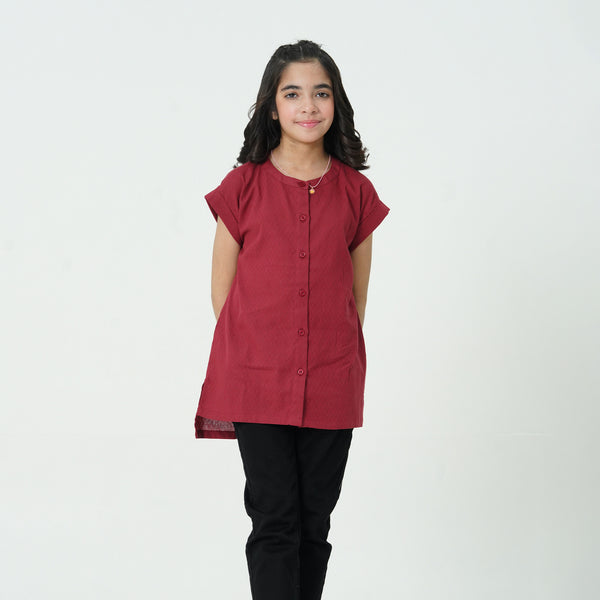 Maroon Buttoned Top