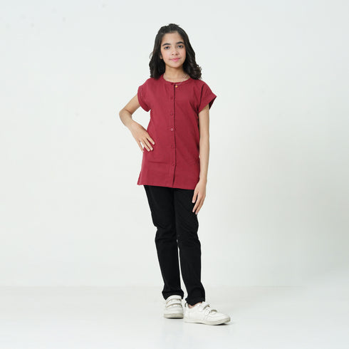 Maroon Buttoned Top