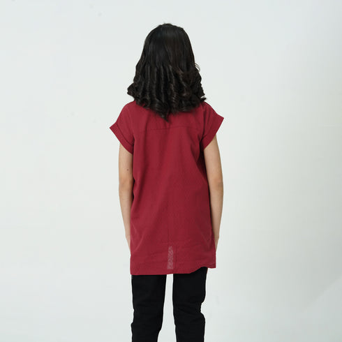 Maroon Buttoned Top