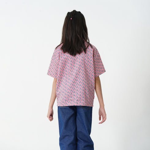 Pink Printed Button Down Top