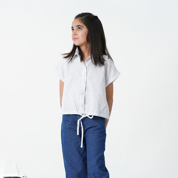 White Printed Crop Top