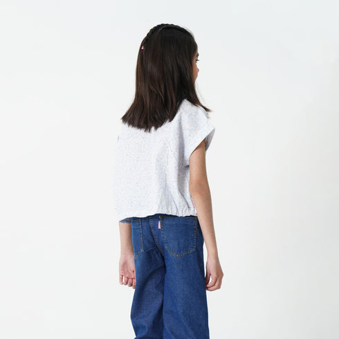 White Printed Crop Top