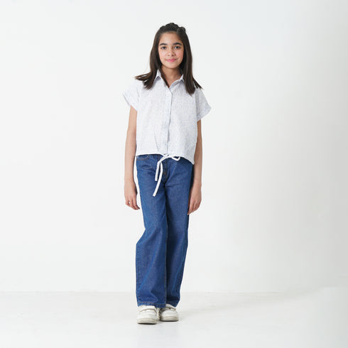 White Printed Crop Top