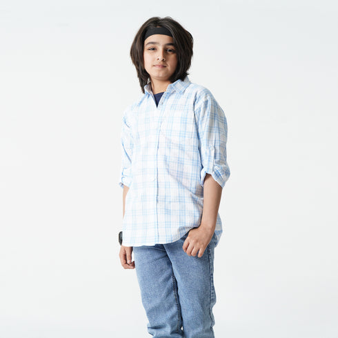 Blue Checkered Button Down Shirt