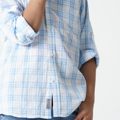 Blue Checkered Button Down Shirt