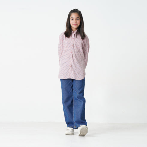 Pink Printed Button Down Shirt