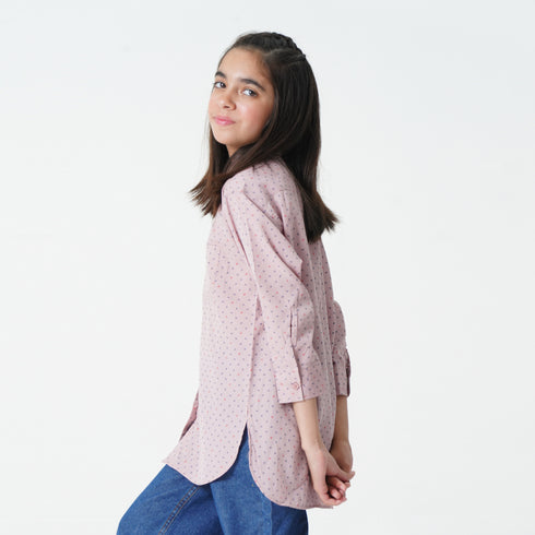 Pink Printed Button Down Shirt