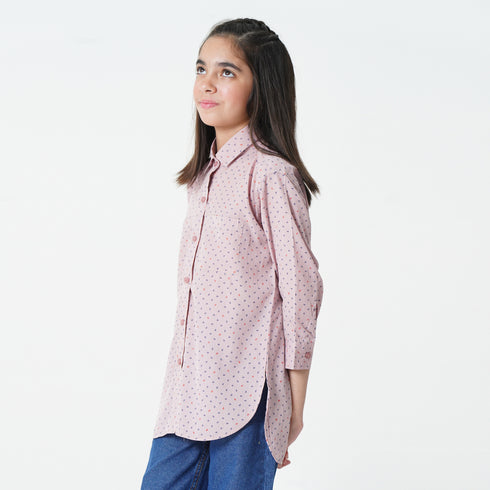Pink Printed Button Down Shirt