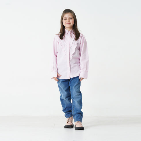 Button Down Frills Shirt - Pink