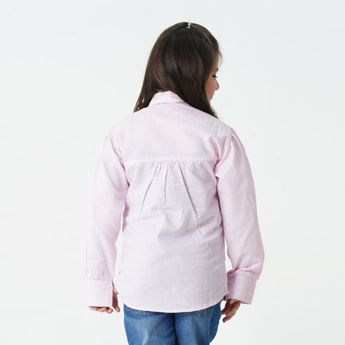 Button Down Frills Shirt - Pink