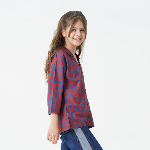 Maroon Printed Relaxed Top