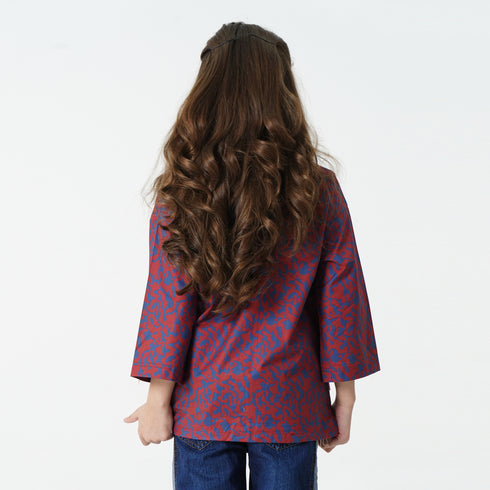 Maroon Printed Relaxed Top