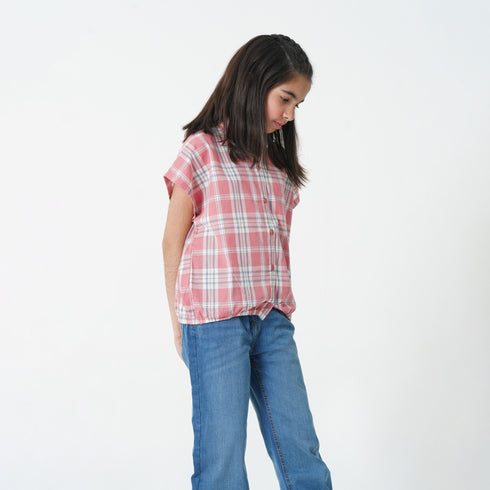 Button Down Crop Top - CHECKERED