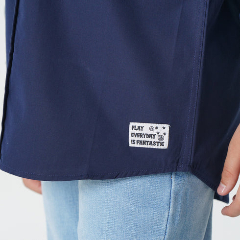 Boys Solid Navy Shirt