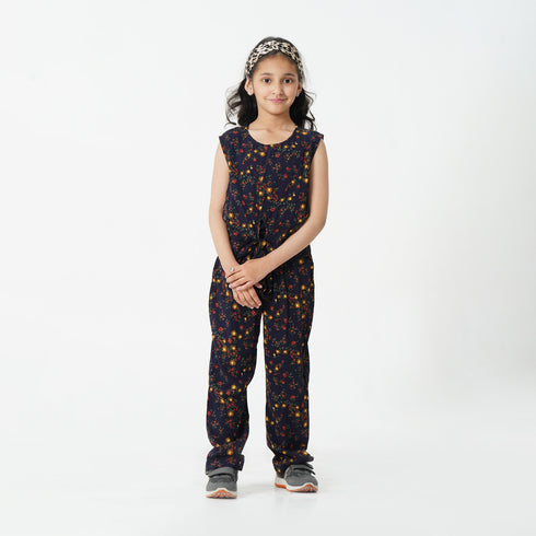 Navy Printed Dungaree