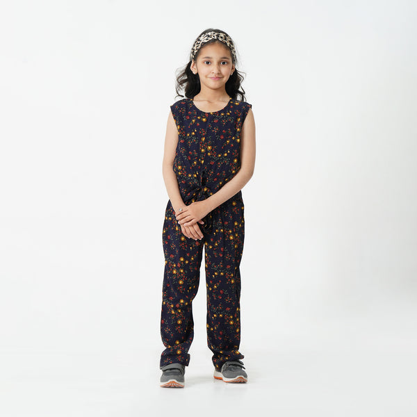 Navy Printed Dungaree