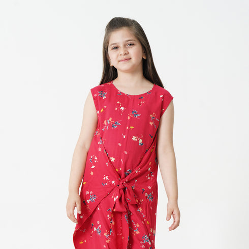 Red Printed Dungaree