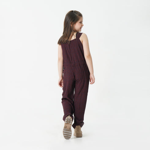 Maroon Printed Dungaree