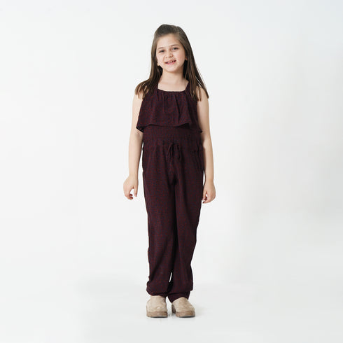 Maroon Printed Dungaree