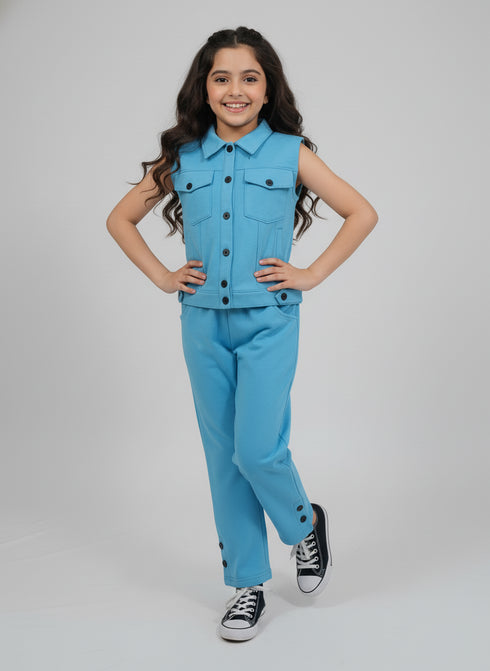 Blue Buttoned Tracksuit