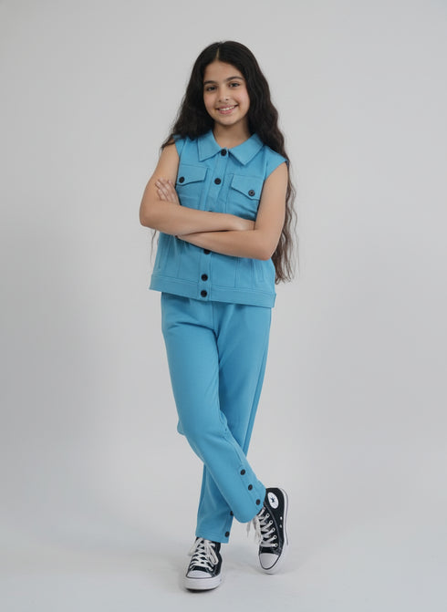 Blue Buttoned Tracksuit